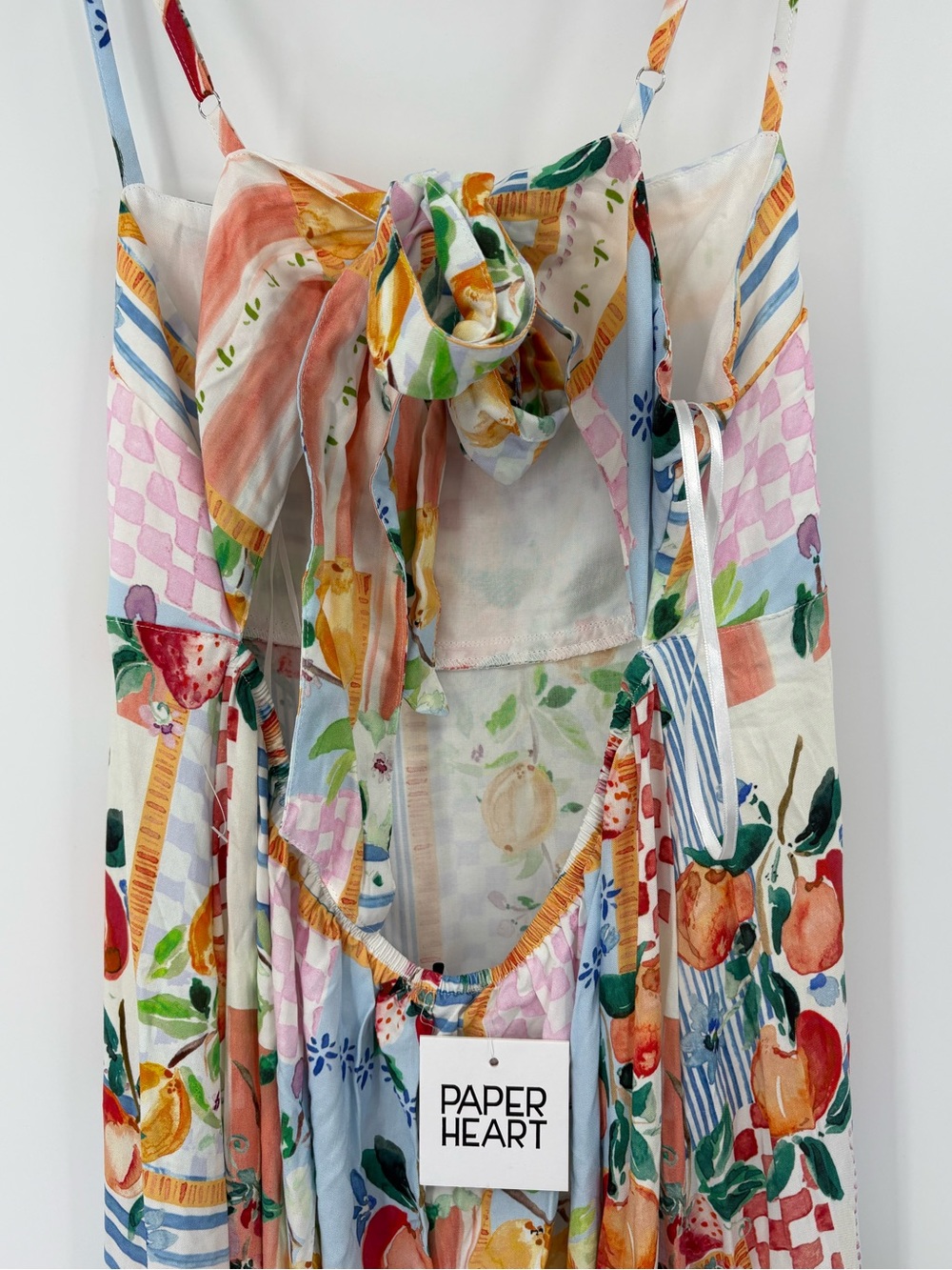 Paper Heart Fruit Patchwork Tie Back Maxi Dress Anthropologie L NWT Euro Summer - Picture 11 of 14